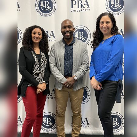 Mariette Sourial, PharmD (right), with Palm Beach Atlantic University colleagues Jay Jackson, PharmD (center), and Erenie Guirguis, PharmD (left), collaborated to design a training program for student pharmacists to learn how to engage with vaccine hesitant patients.